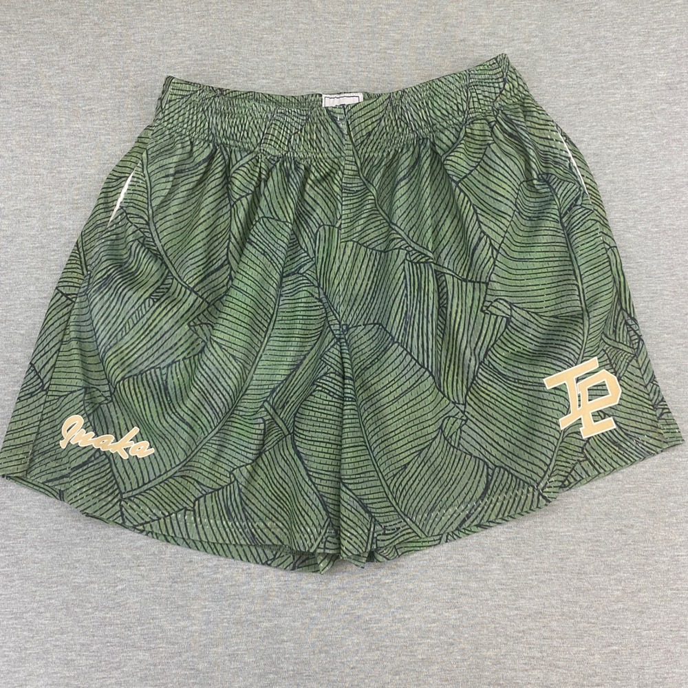 Inaka Power Mesh Shorts Boys XL Green Banana Leaf Print Athletic Gym Basketball